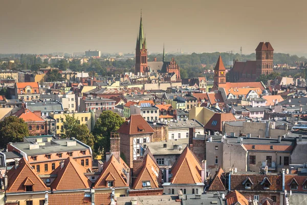 Old town skyline - aerial view from town hall tower. The medieva — Stock Photo, Image