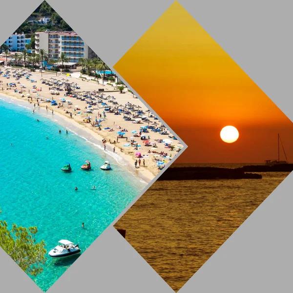 Collage van eiland Ibiza, Spanje Spanje. — Stockfoto