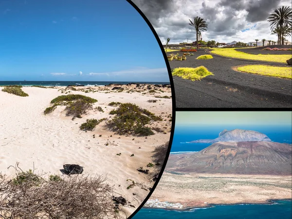 Collage av ön Lanzarote, Spanien. Europa. — Stockfoto