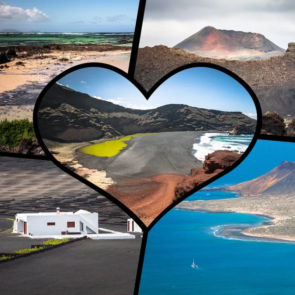 Collage av ön Lanzarote, Spanien. Europa. — Stockfoto