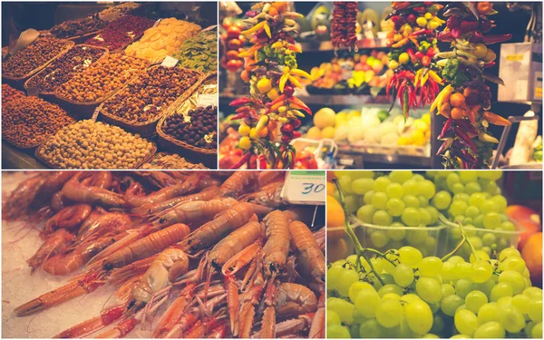 Colagem Com Frutas Legumes Saborosos — Fotografia de Stock