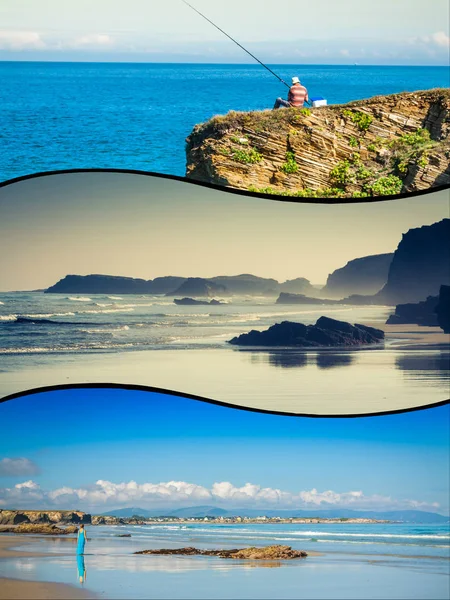 Collage Photos Voyage Dans Catedrales Beach Galice Espagne — Photo
