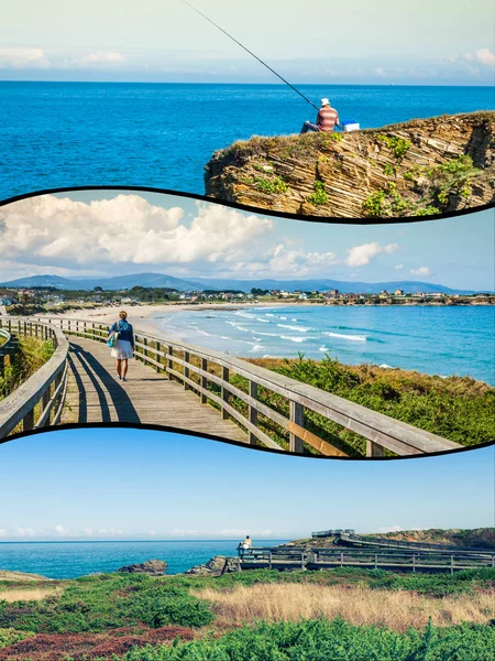 Collage Photos Voyage Dans Catedrales Beach Galice Espagne — Photo