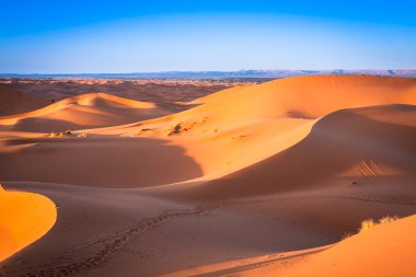 Sahra Çölü 'ndeki kum tepeleri, Merzouga, Fas