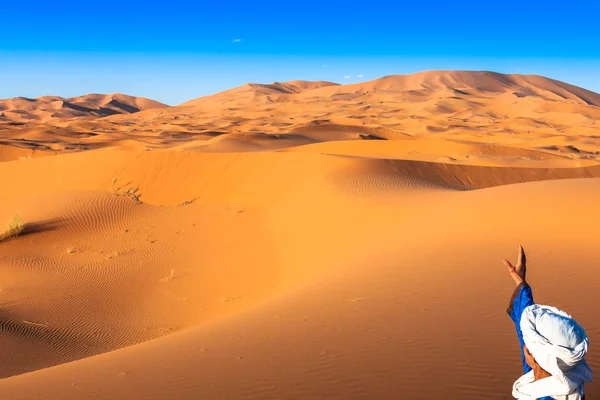 Dunes de sable dans le désert du Sahara, Merzouga, Maroc — Photo