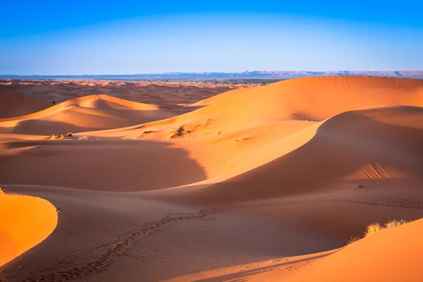 Zandduinen in de Sahara woestijn, Merzouga, Marokko — Stockfoto