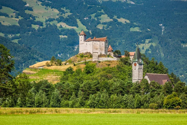 Slottsutsikt i Vaduz, lichtenstein — Stockfoto