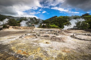 Furnas, Sao Miguel kaplıca sularında. Azores. Portekiz