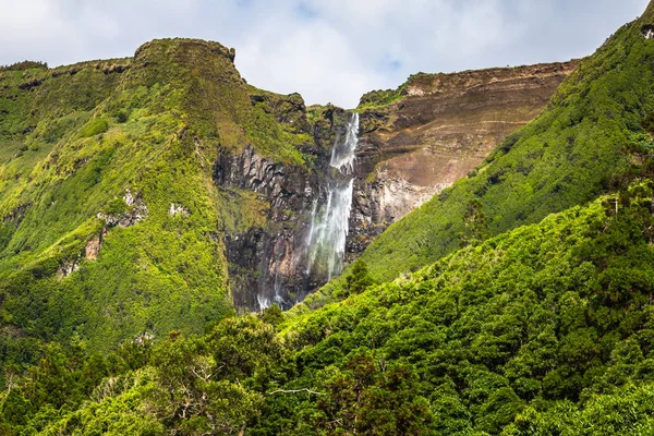 Flores Island Azores manzara. Pozo da Alagoin şelaleler — Stok fotoğraf