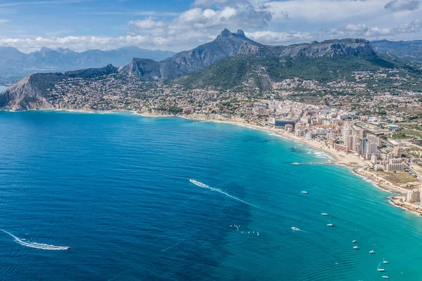 Kustlijn Van Mediterrane Resort Calpe Spanje Met Zee Lake — Stockfoto