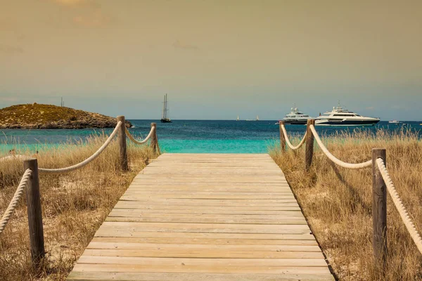 Beach way to Illetes paradise beach in Formentera Balearic islan — Stock Photo, Image