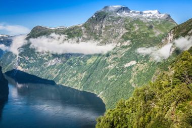 Geiranger Fiyordu'nun panoramik görünümü, Norveç