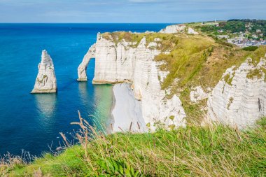 The famous cliffs at Etretat in Normandy, France clipart