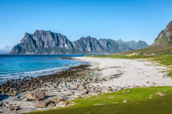 Güzel manzara Norveç, lofoten Adaları'eggum Beach — Stok fotoğraf