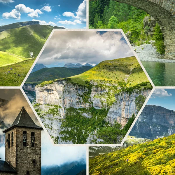 Collage Pirineos Montaña España — Foto de Stock