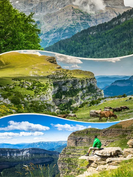 Collage Berget Pyrenéerna Spanien — Stockfoto