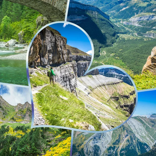 Collage Des Pyrénées Montagne Espagne — Photo