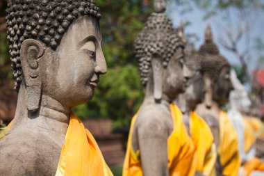 Buda heykelleri Ayutthaya Tayland