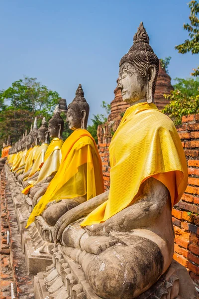 Estátuas alinhadas de Buda — Fotografia de Stock