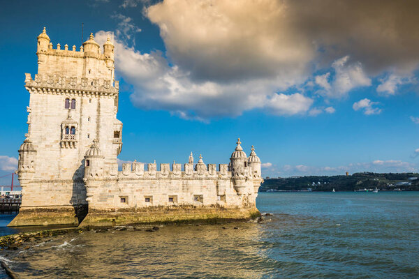 Lisbon, Portugal at Belem Tower on the Tagus River.