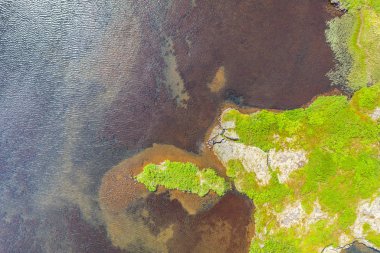 Göl manzarası İzlanda 'dan görünüyor.