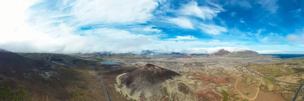 Aerial drone view of Volcanic Landscape Iceland Berserkjahraun, — Stock Photo, Image