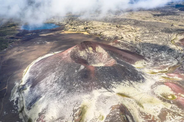 Flygdrönare vy över vulkaniska landskapet Island Berserkjahraun, — Stockfoto