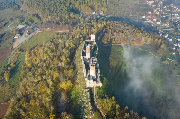 Checiny Castle near kielce,Aerial drone Polan — Stock Photo, Image