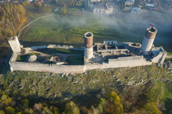 Checiny Castle near kielce,Aerial drone Polan — Stock Photo, Image