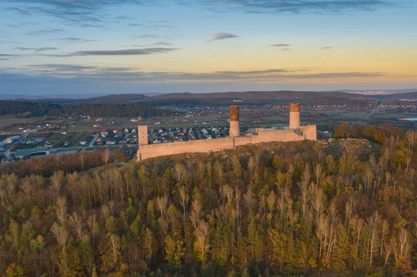 Castelo Checiny perto de Kielce, Polônia vista aérea — Fotografia de Stock