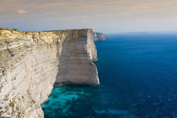 Sanap Uçurumlarının Havadan Görünüşü Gozo Adası Malta Stok Fotoğraf