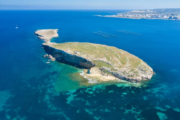 Luftaufnahme Der Insel Pauls Vor Der Nordostküste Maltas — Stockfoto