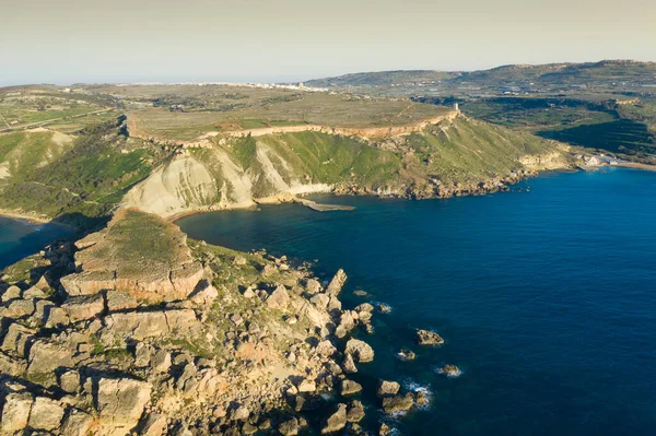 Vista Aérea Del Paisaje Natural Bahía Ghajn Tuffieha — Foto de Stock