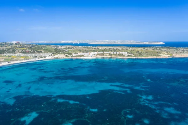 Вид Воздуха Знаменитый Залив Меллиха Острове Мальта — стоковое фото