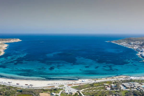 Aerial View Famous Mellieha Bay Malta Island — Stock Photo, Image