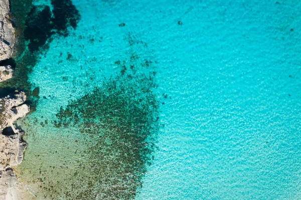 Aerial Drone Photo Famous Blue Lagoon Mediterranean Sea Comino Island — Stock Photo, Image