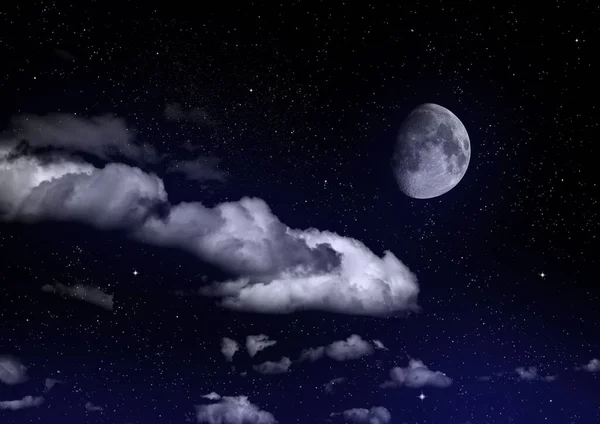 The moon in the night sky