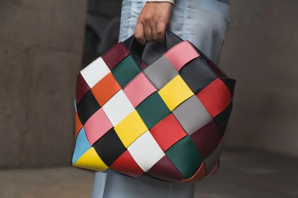 Detail of bag during Milan Fashion Week — Stock Photo, Image