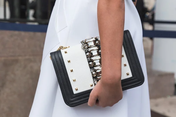 Detalle de la bolsa en Milan Fashion Week — Foto de Stock