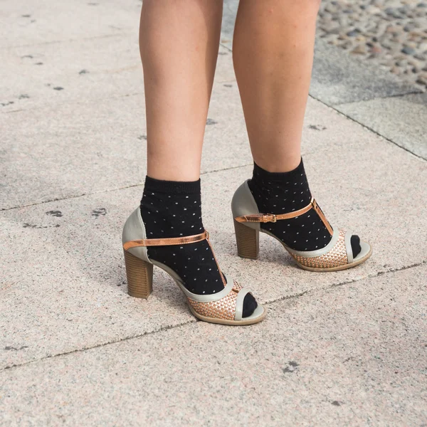 Detail der Schuhe auf der Mailänder Modewoche — Stockfoto