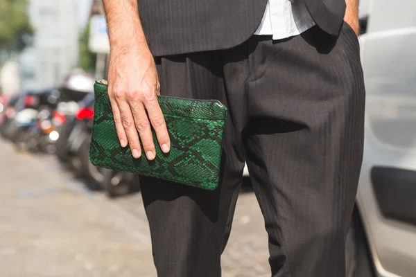 Detail of bag at Milan Fashion Week — Stock Photo, Image