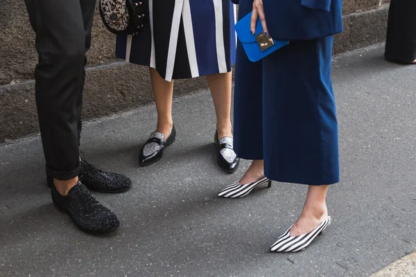 Ddetail των παπουτσιών κατά τη διάρκεια της εβδομάδας μόδας του Μιλάνου — Φωτογραφία Αρχείου