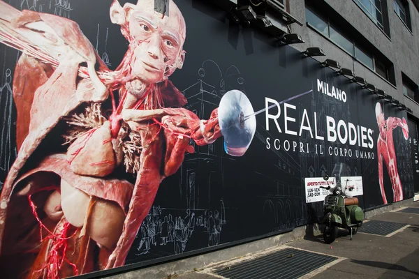 Вход на выставку Real Bodies в Милане, Италия — стоковое фото