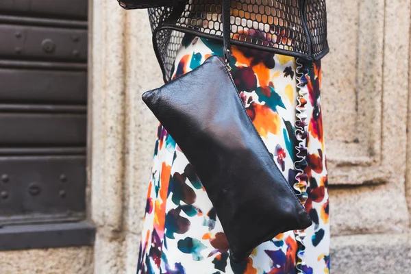 Detail of bag during Milan Fashion Week — Stock Photo, Image