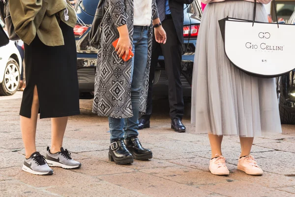 Detail der Schuhe während der Mailänder Modewoche — Stockfoto