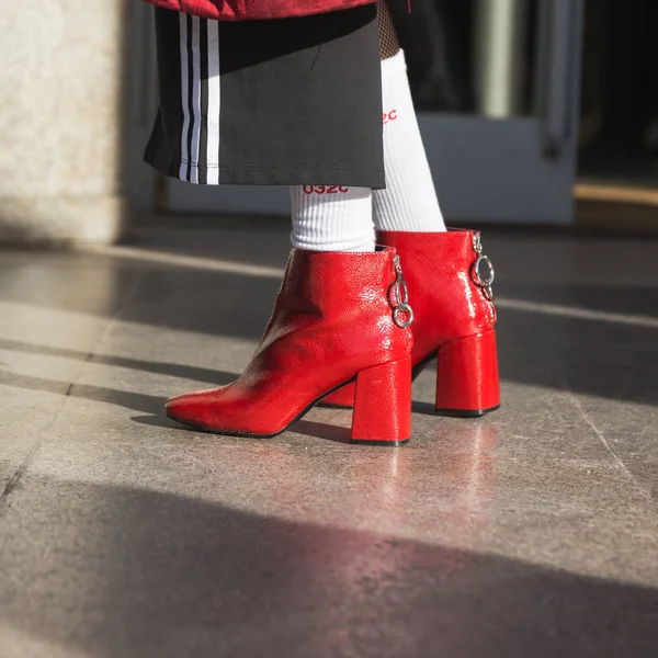 Detail der Schuhe auf der Mailänder Männermodewoche — Stockfoto