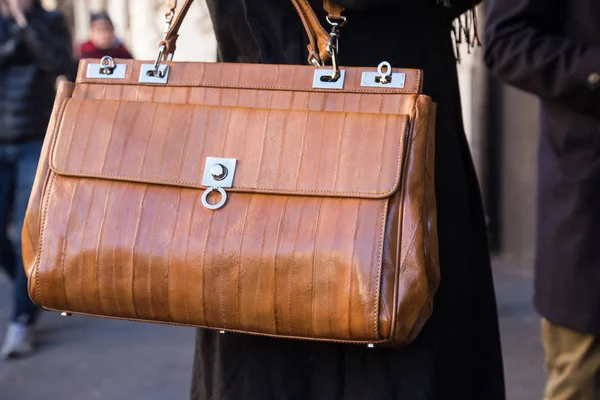 Detail of bag at Milan Men's Fashion Week — Stock Photo, Image