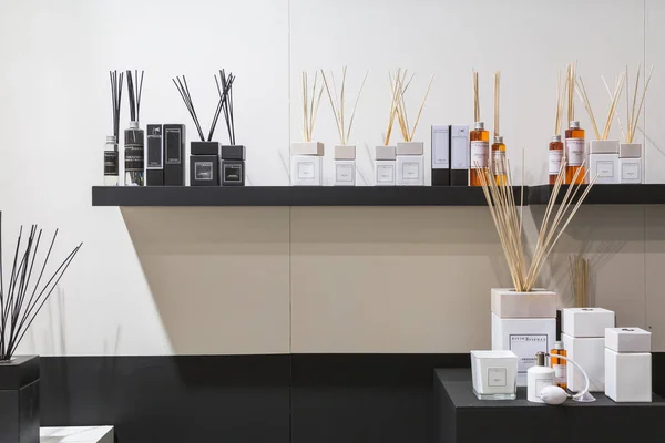 Fragrances on display at HOMI 2017 — Stock Photo, Image