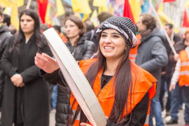 Kurdish demonstrators protesting in Milan, Italy clipart