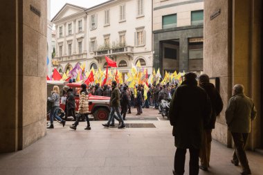 Kurdish demonstrators protesting in Milan, Italy clipart